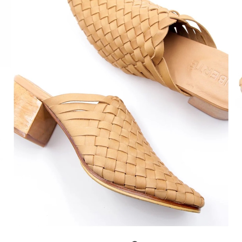 New Liberte Leather Bondi Woven leather Tan Block Heel Mules.  Multiple sizes - Picture 4 of 11